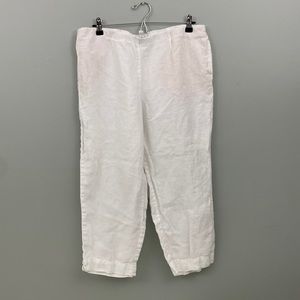 Linen Pure Jill 100% Linen White Medium Elastic Waist Cropped pants